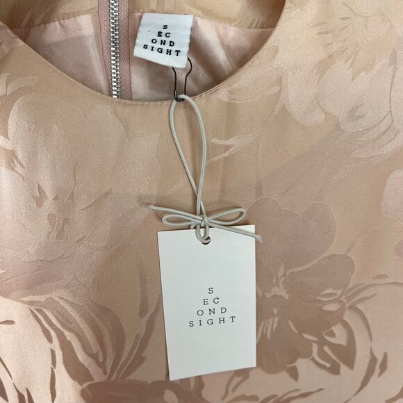 NWT Second Sight Light Pink Jacquard 100% Silk Dress Ruffled Long Sleeve Midi 2 - Picture 8 of 9